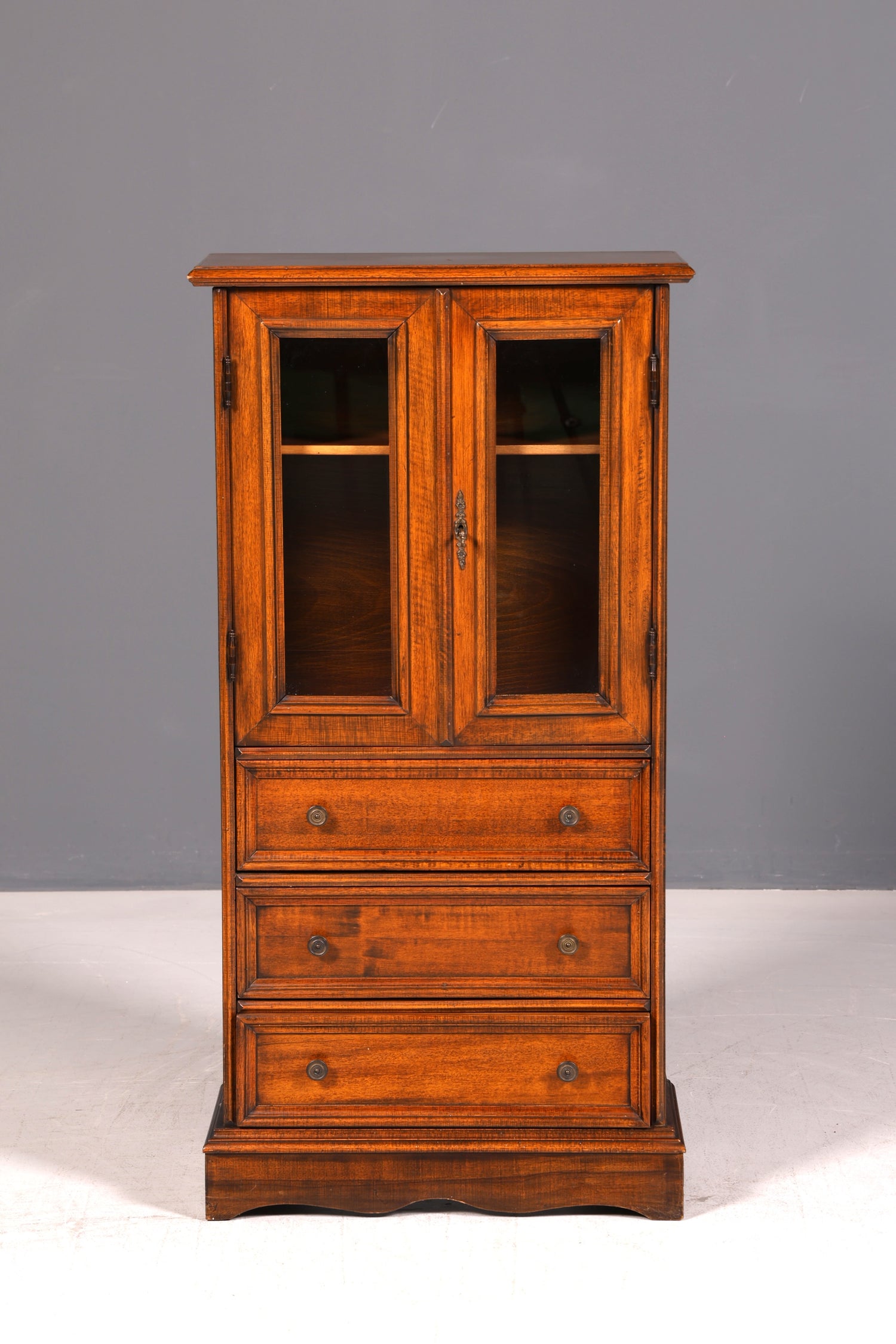 Edle Vitrine Antik Barock Stil Massiv Echt Holz Glasvitrine Vintage Schrank