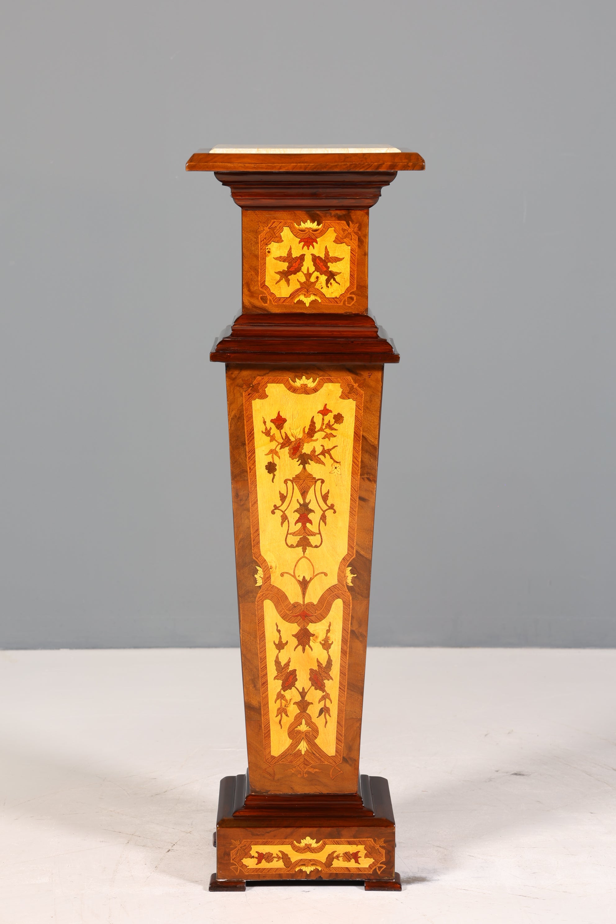 Wunderschöne Barock Stil Säule Louis XV Blumensäule Naturstein Marmor Intarsien Ablage Tisch