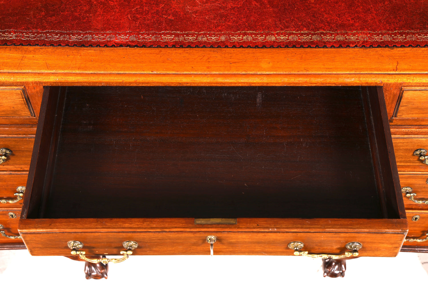 G362 Finish Wunderschöner Englischer Schreibtisch echt Lederauflage Bürotisch Antik Stil Office Desk (Kopie 2)