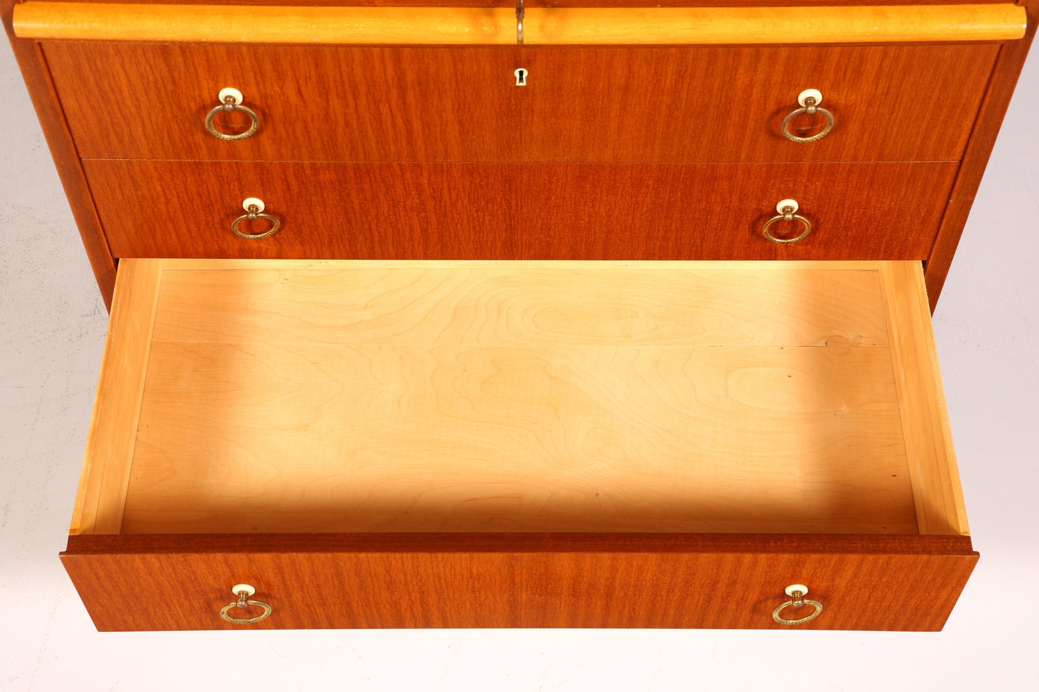 Stilvoller Mid Century Rollladen Sekretär echt Holz Büro Schrank Vintage Schreibkommode