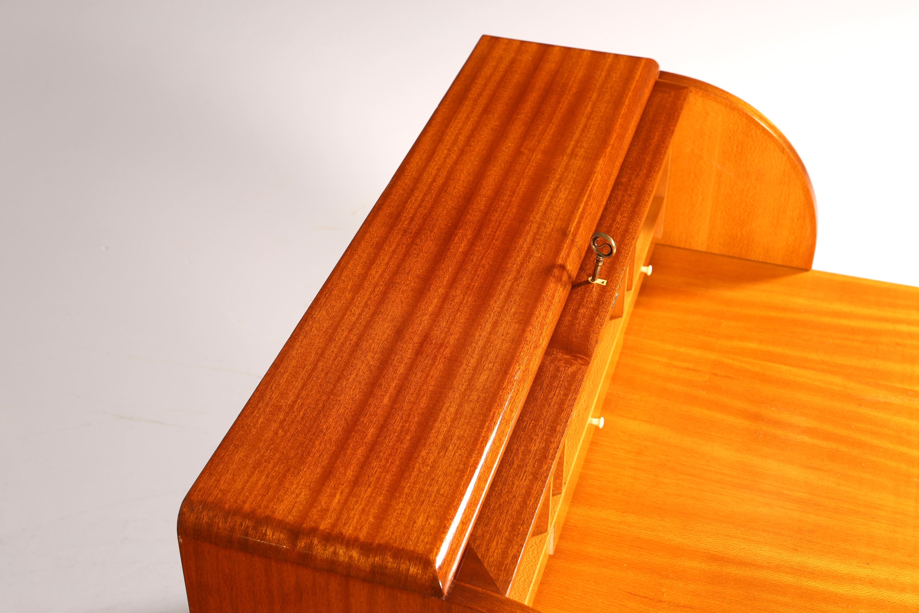 Stilvoller Mid Century Rollladen Sekretär echt Holz Büro Schrank Vintage Schreibkommode