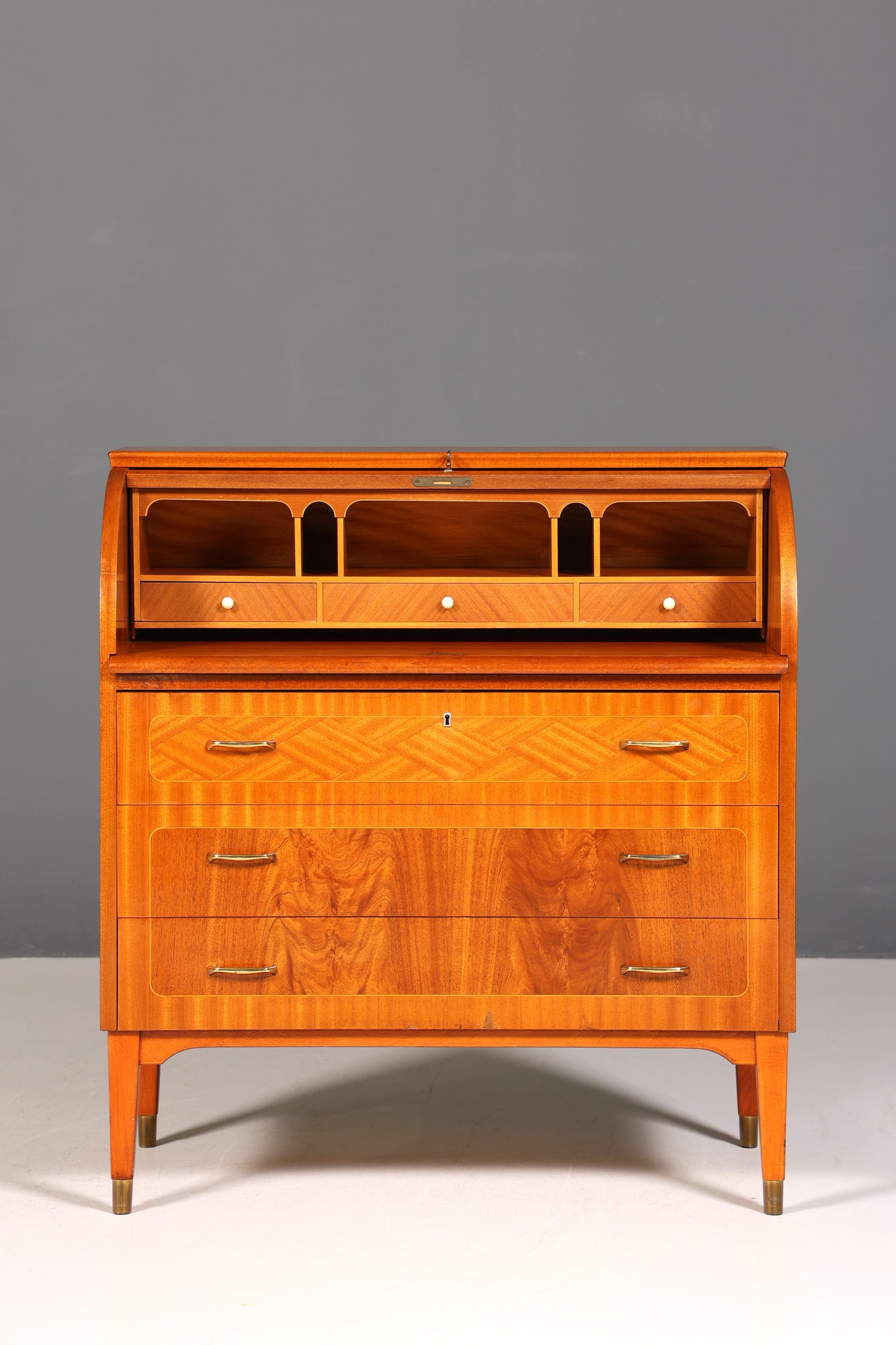 Mid Century Rollladen Sekretär von Bröderna Gustafssons Büro Schrank Schreibkommode 60s Schreibmöbel