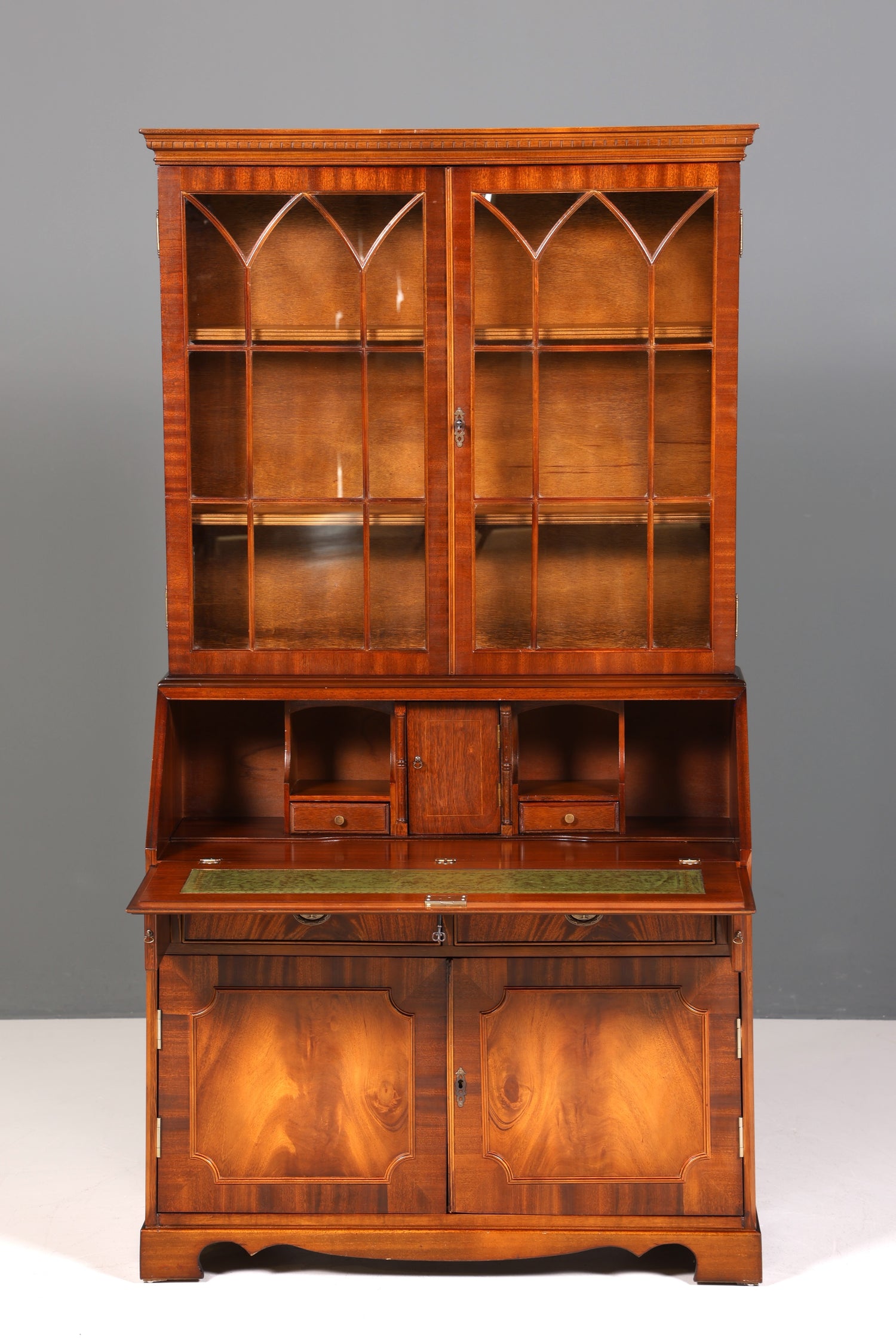 Traumhafter Englischer Sekretär Büro Aufsatzsekretär Antik 60S Vitrinen Schrank UK