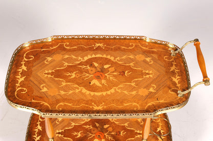 Traumhafter Servierwagen im Barock Stil Bar Wagen mit Intarsien Klapp Teewagen