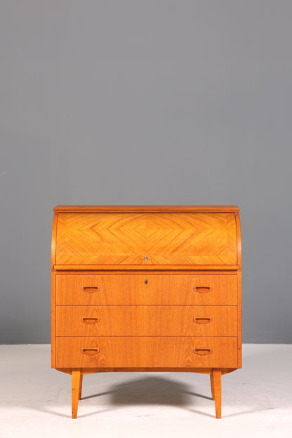 Wunderschöner Mid Century Rollladen Sekretär echt Holz Büro Schrank Vintage Schreibkommode