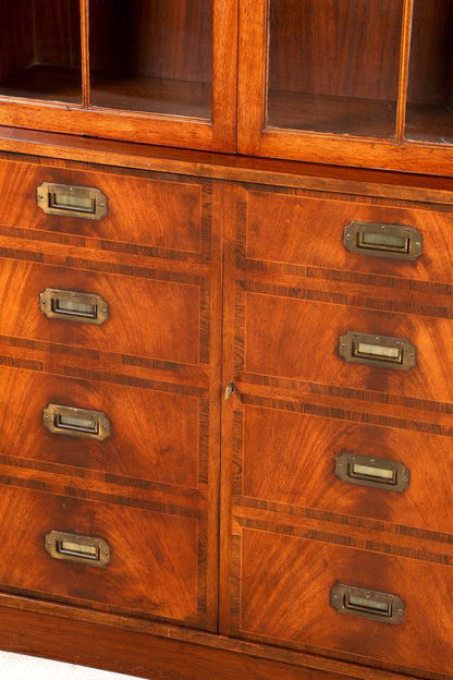 Wunderschöner Maritimer Vitrinenschrank Englisch Bibliothek Bücherschrank Buffet Antik Massiv Echt Holz Schrank UK Vintage