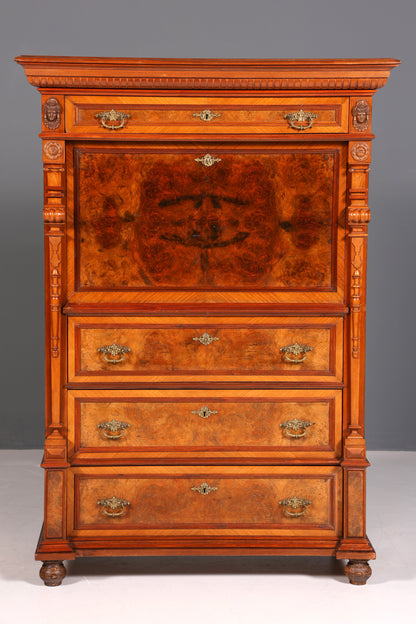 Beeindruckender Gründerzeit Sekretär Vertiko Highboard Louis Philippe Kommode um 1880