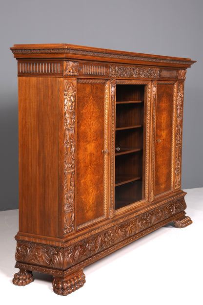 Wunderschöner Neorenaissance Bücherschrank Antik Vitrine Herrenzimmer Gründerzeit Buffet Schrank Regal Kanzlei