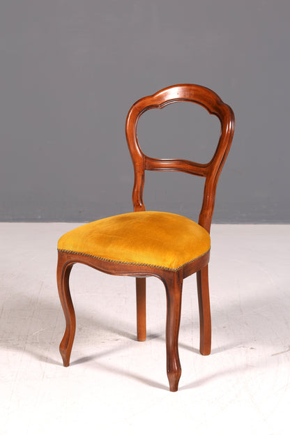 Edle 4x Louis Philippe Stühle Set um 1880 Antik Biedermeier Nussbaum Esszimmerstühle Polsterstühle Sekretär Stühle Vintage