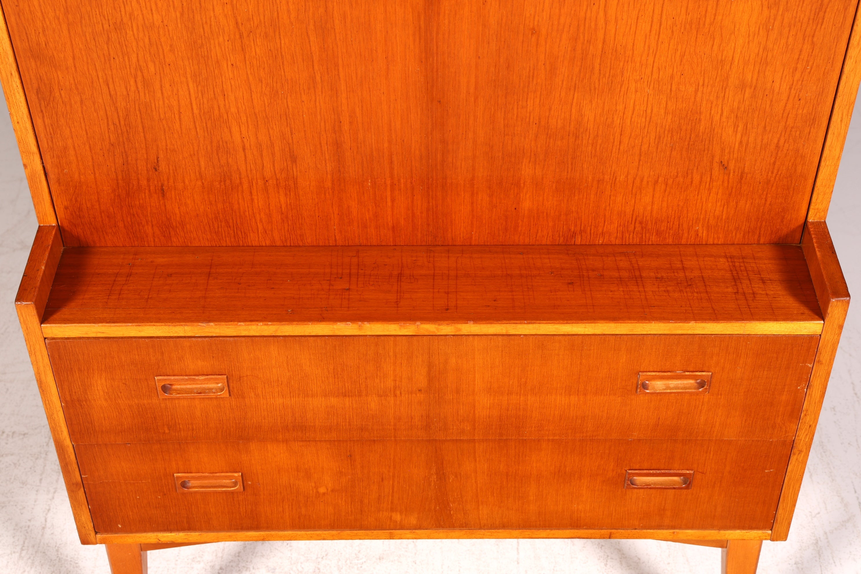 Schlichter Mid Century Sekretär Teak Vintage Schreibmöbel Kommode Office Secretary Retro 60er Schreibsekretär Skandinavisch