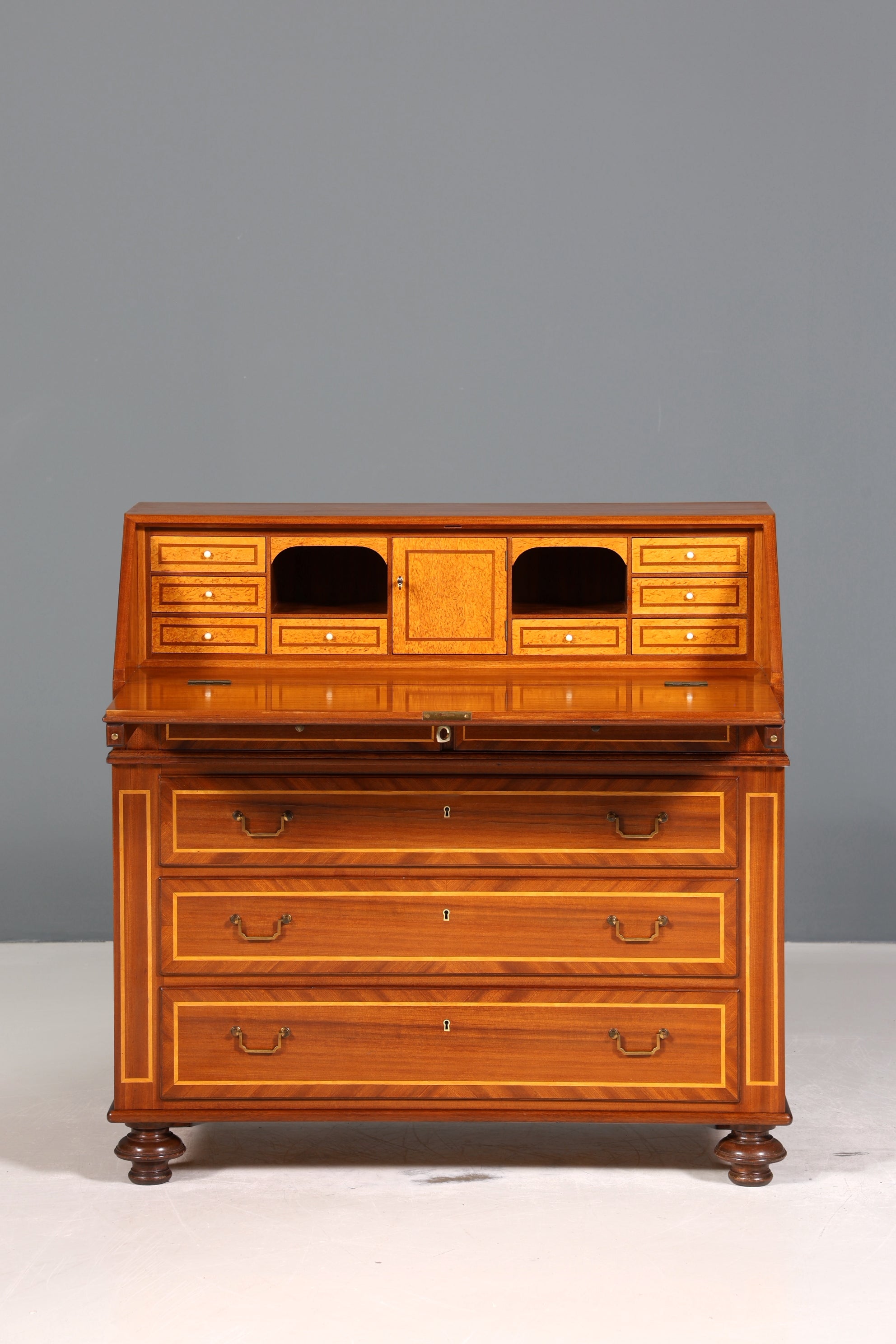 Wunderschöner Englischer Sekretär Schreibkommode echt Holz Schreibtisch Intarsien Kommode