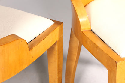 4x Stilvolle Art Deco Design Stühle Biedermeier Stil Stuhlset Birke Esszimmer Stühle Stuhl Set