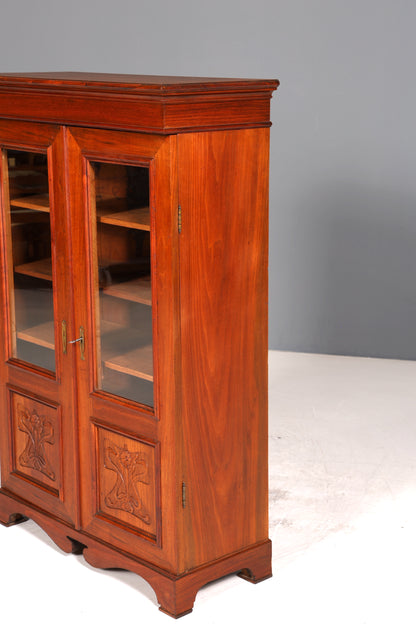 Traumhafte Jugendstil Vitrine Antike Holz Bücherschrank Eiche Gründerzeit Antik Schrank Geschirrschrank