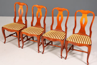 4x Wunderschöne Chippendale Stühle Barock Stil Stuhlset Polsterstuhl Set Englisch Küchenstühle Esszimmer Stühle