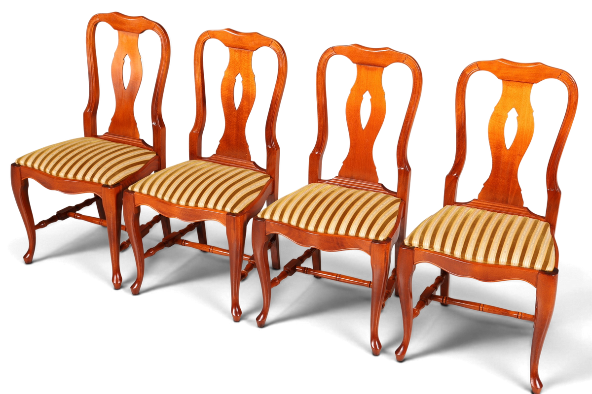 4x Wunderschöne Chippendale Stühle Barock Stil Stuhlset Polsterstuhl Set Englisch Küchenstühle Esszimmer Stühle