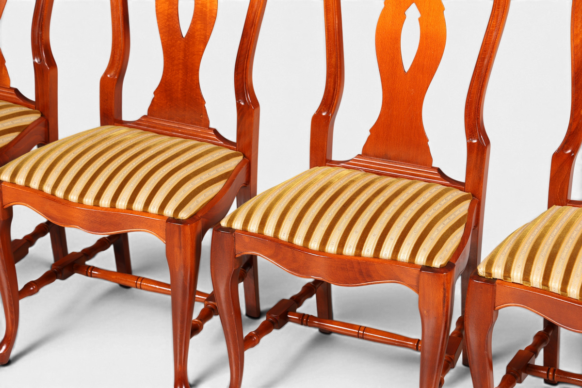 4x Wunderschöne Chippendale Stühle Barock Stil Stuhlset Polsterstuhl Set Englisch Küchenstühle Esszimmer Stühle