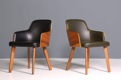 Edler Armlehnstuhl &quot;Paolo- Black&quot; Nussbaum Esszimmerstuhl Küchenstuhl schwarzer Sekretär Stuhl