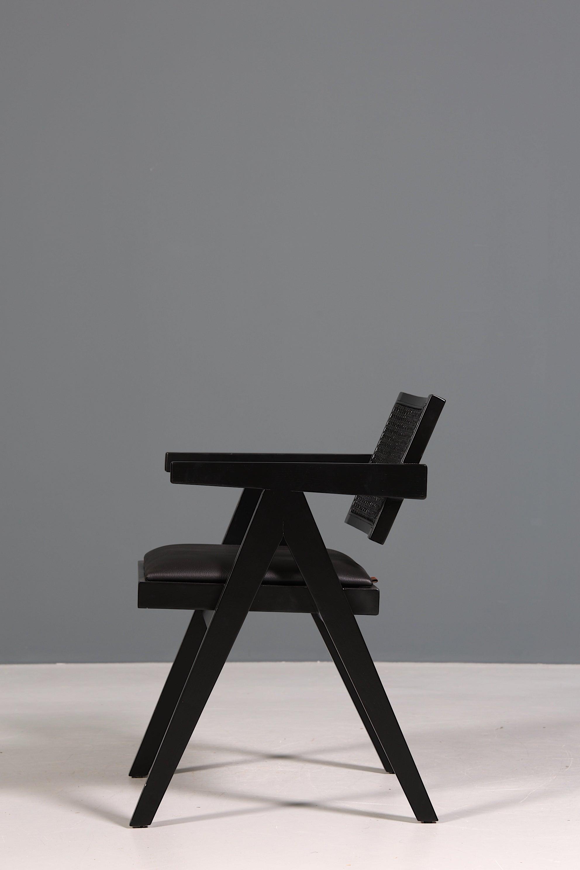 Sehr edler Korbgeflecht Stuhl &quot;Vienna Black +&quot; Armlehnsessel Bauhaus Relax Lounge Chair Stuhl Esszimmer Stuhl Küchenstuhl