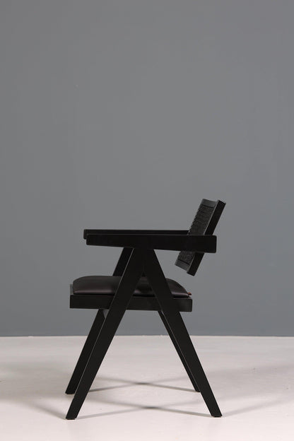 Sehr edler Korbgeflecht Stuhl &quot;Vienna Black +&quot; Armlehnsessel Bauhaus Relax Lounge Chair Stuhl Esszimmer Stuhl Küchenstuhl