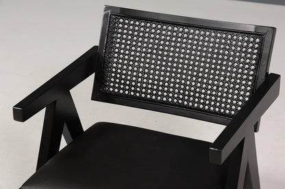Sehr edler Korbgeflecht Stuhl &quot;Vienna Black +&quot; Armlehnsessel Bauhaus Relax Lounge Chair Stuhl Esszimmer Stuhl Küchenstuhl