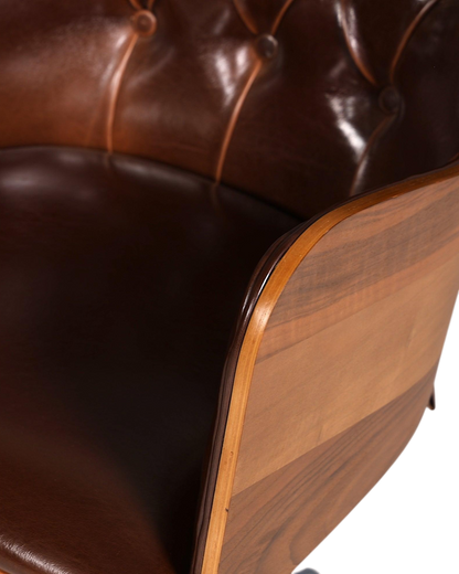 Chesterfield Büro Armlehnstuhl "Leon-Office" Nussbaum braun
