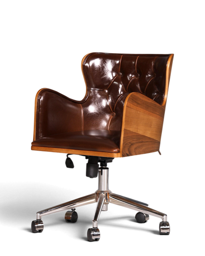 Chesterfield Büro Armlehnstuhl "Leon-Office" Nussbaum braun
