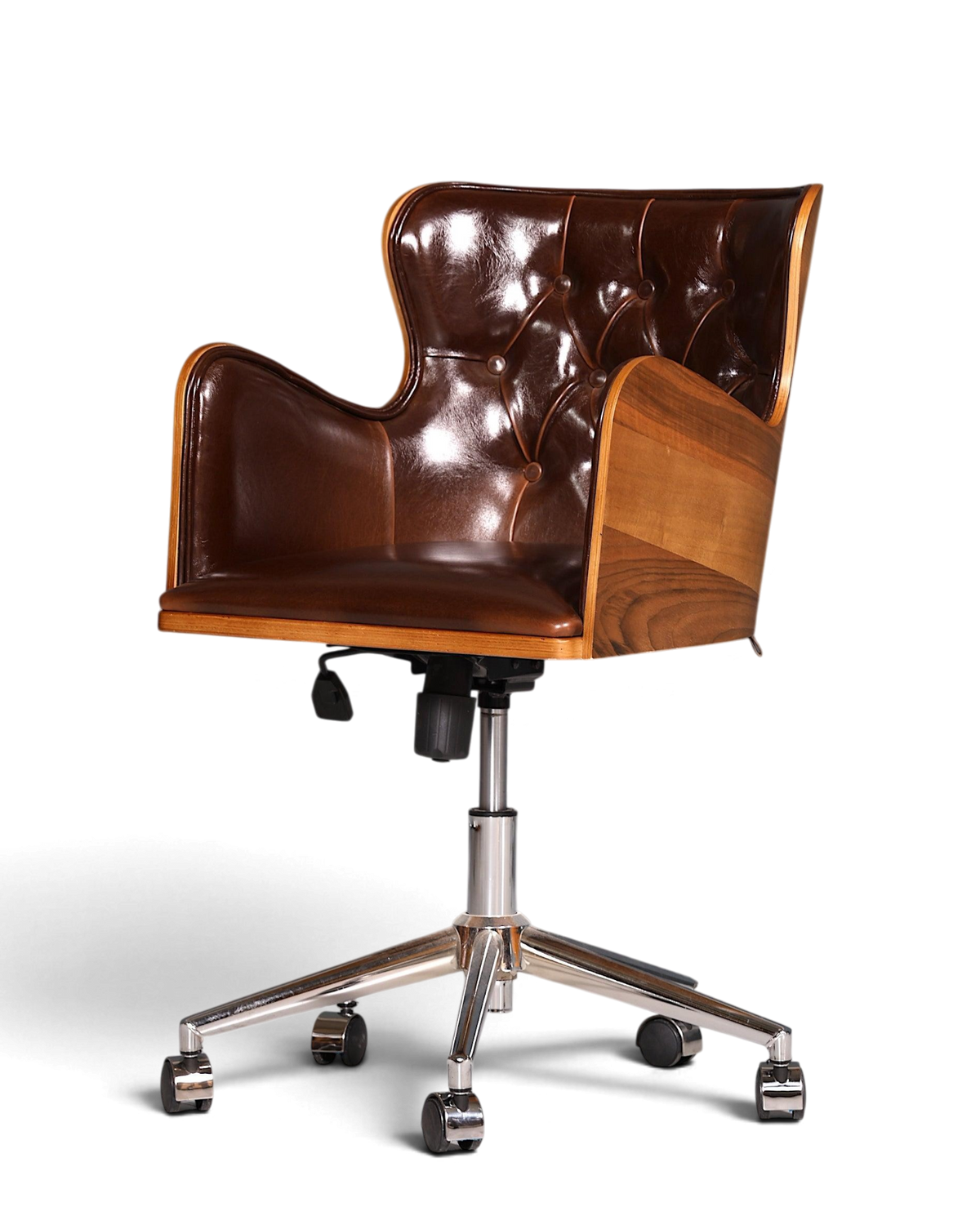 Chesterfield Büro Armlehnstuhl "Leon-Office" Nussbaum braun