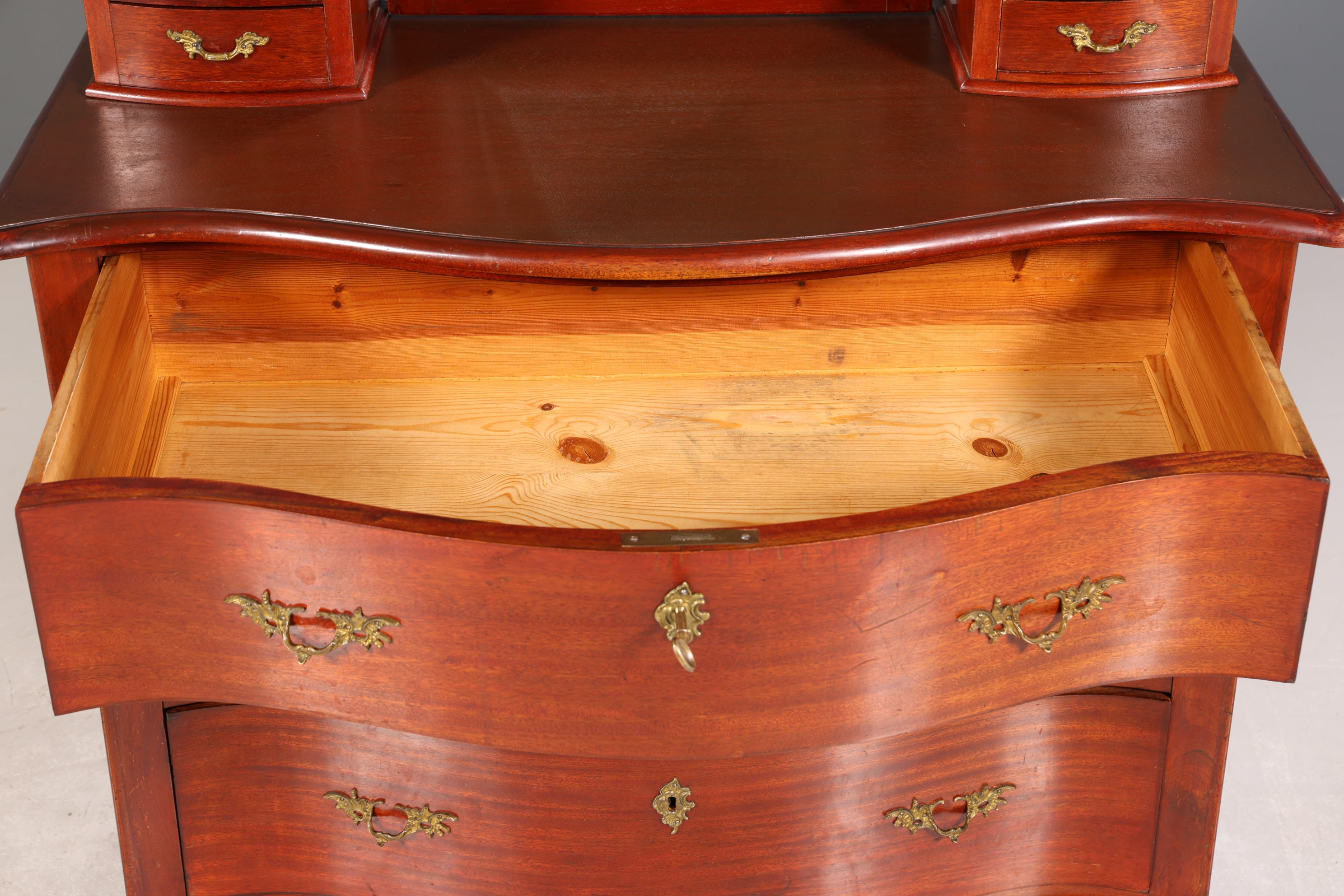 Wunderschöne Englische Kommode mit Spiegelaufsatz Barock Stil Frisierkommode Holz Schrank Flurschrank