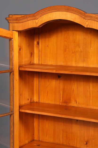 Wunderschöne Antik Vitrine Eiche Geschirrschrank Biedermeier Weichholz Glasvitrine Bücherregal Landhaus Regal