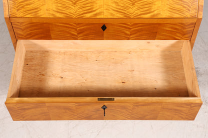 Schlichter Mid Century Sekretär Vintage Schreibmöbel echt Holz Kommode Office Secretary