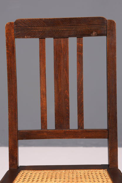 Traumhafter Jugendstil Stuhl Sekretär Stuhl Antik Eiche Korbgeflecht Küchenstuhl um 1900