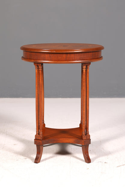 Wunderschöner Italienischer Sorrento Beistelltisch Étagère 1940er Nussbaum Wurzelholz Intarsien Antik Vintage Telefontisch