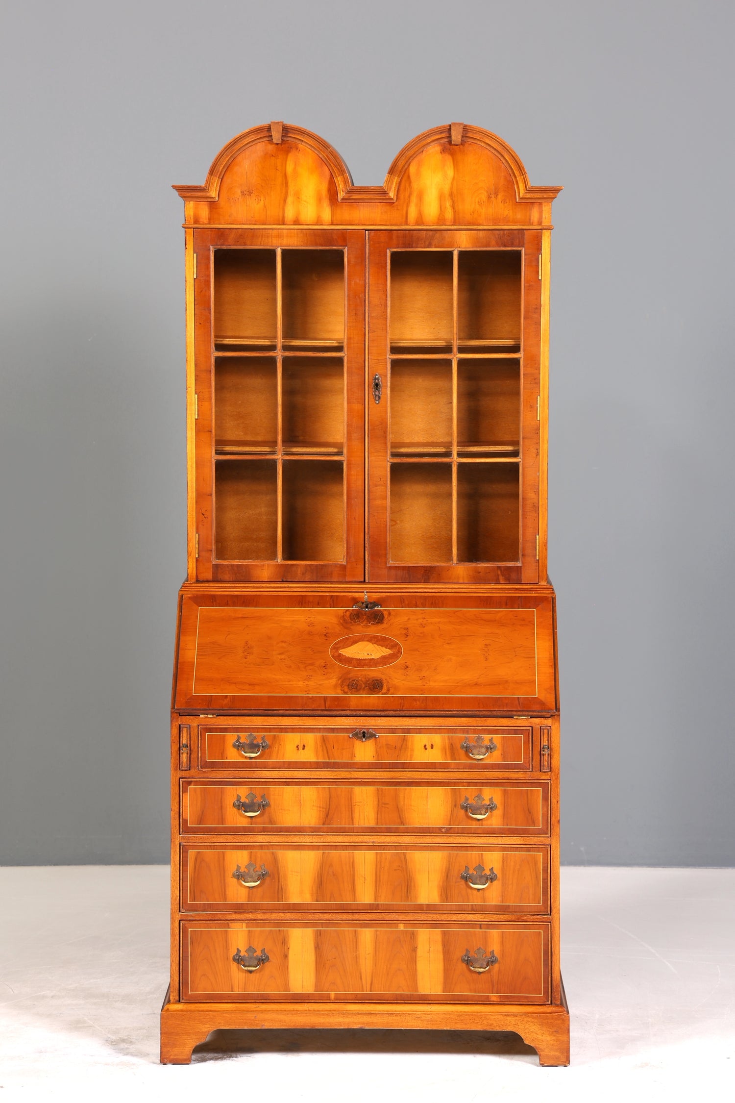 Stilvoller Englischer Sekretär Büro Aufsatzsekretär Eibe Antik Stil Vitrinen Schrank UK