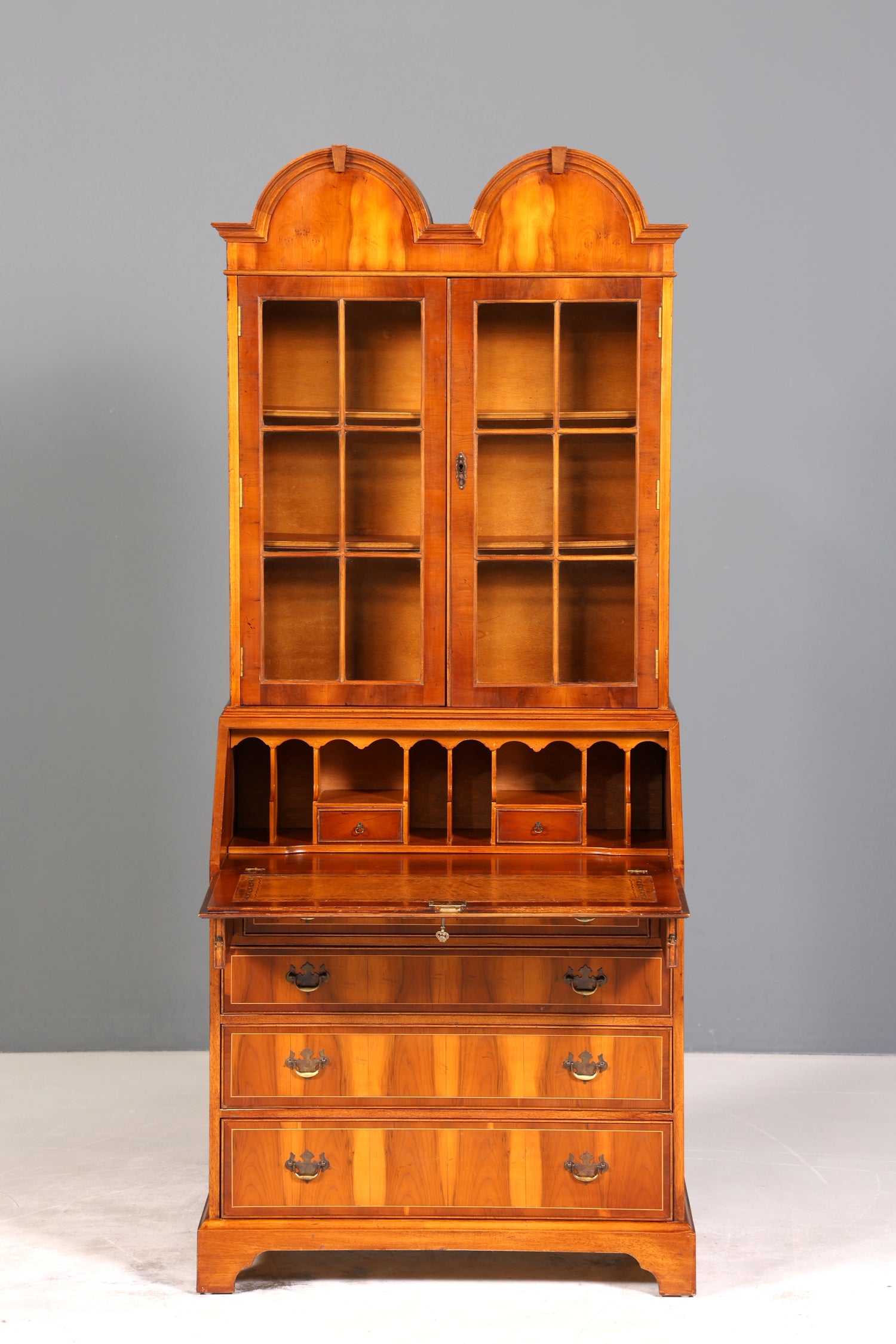 Stilvoller Englischer Sekretär Büro Aufsatzsekretär Eibe Antik Stil Vitrinen Schrank UK