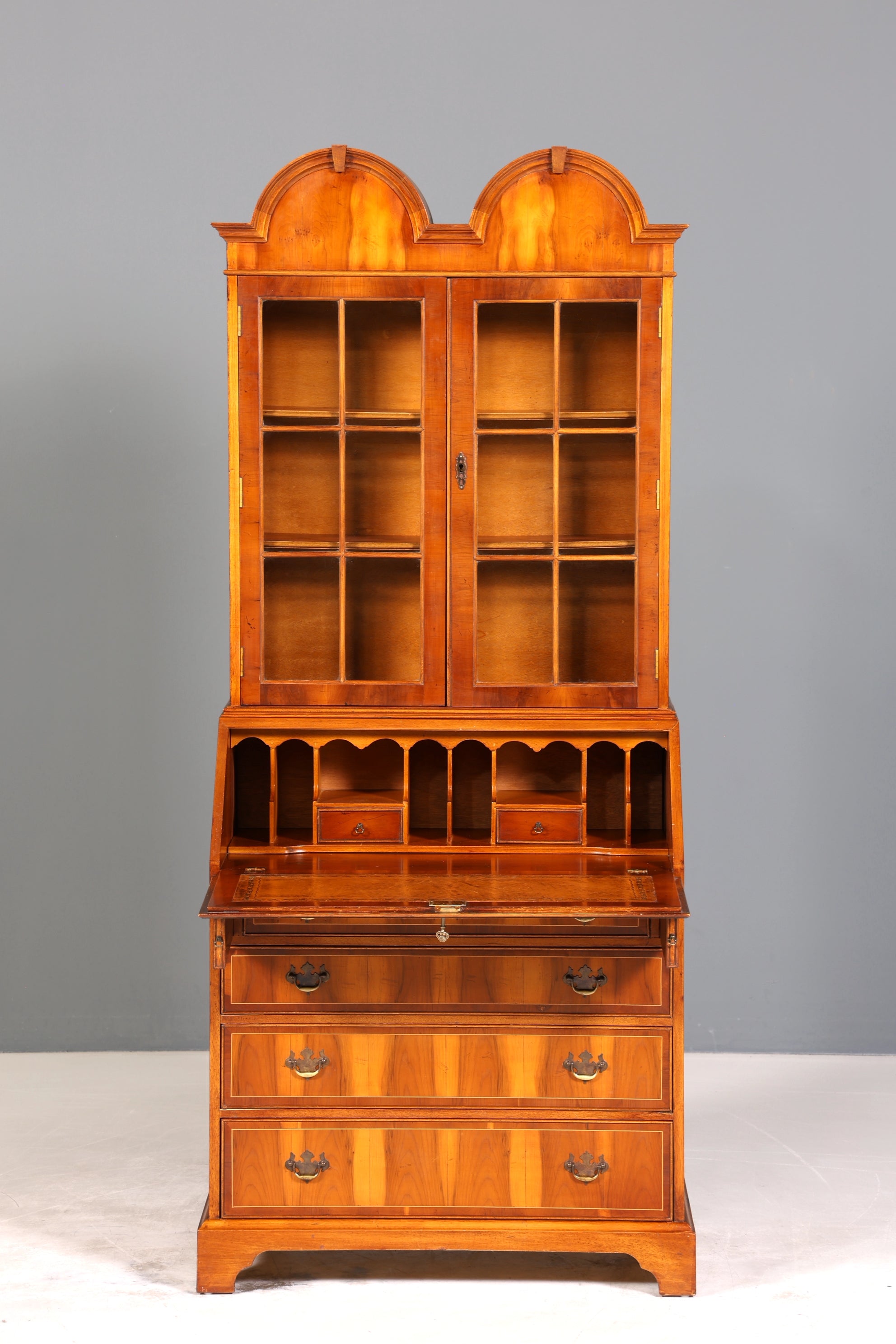 Stilvoller Englischer Sekretär Büro Aufsatzsekretär Eibe Antik Stil Vitrinen Schrank UK