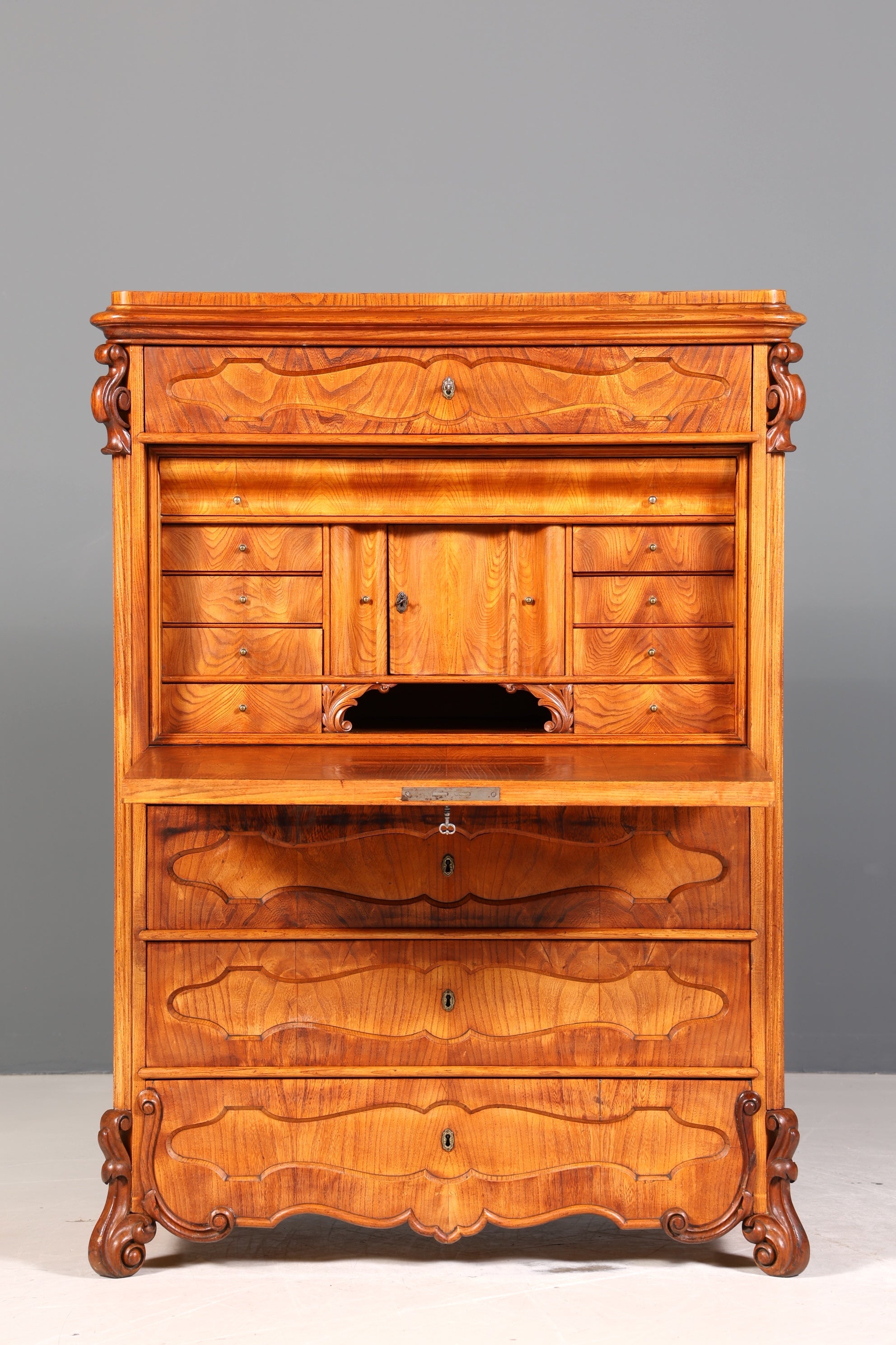 Edler Louis Philippe Sekretär um 1880 Gründerzeit Antik Vertiko Schrank Chiffoniere Schubladenkommode