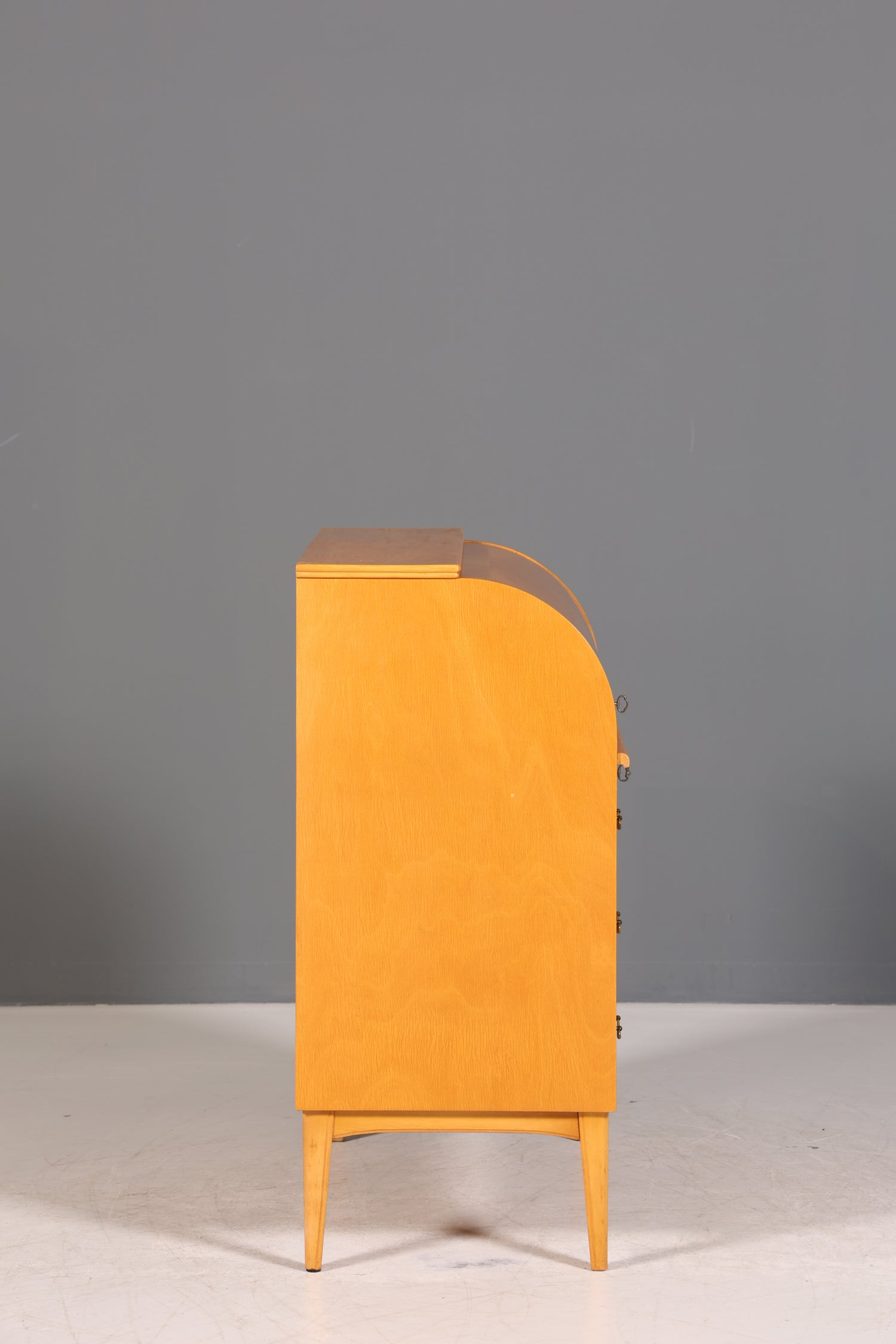 Stilvoller Mid Century Rollladen Sekretär echt Holz Büro Schrank Vintage Schreibkommode