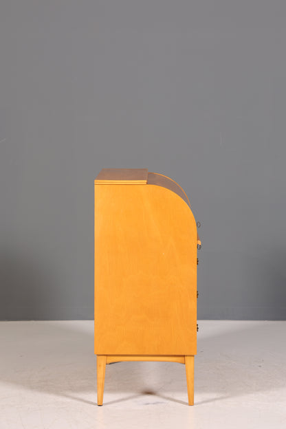 Stilvoller Mid Century Rollladen Sekretär echt Holz Büro Schrank Vintage Schreibkommode