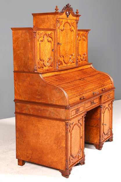 Beeindruckender Louis Philippe Sekretär Antik Rollladen Sekretär Schreibtisch Nussbaum Aufsatzsekretär