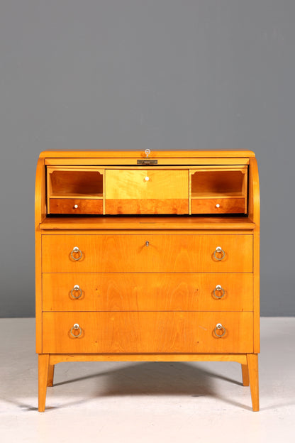 Stilvoller Mid Century Rollladen Sekretär echt Holz Büro Schrank Vintage Schreibkommode
