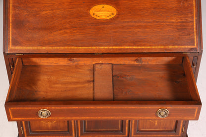 Wunderschöner Antik Englischer Sekretär Büro Aufsatzsekretär Vitrinen Schrank UK