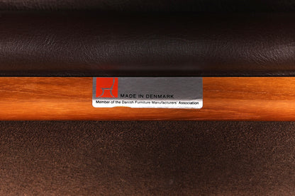 Wunderschöner Aksel Kjersgaard Zeitungsständer Mid Century Zeitschriften Ablage echt Leder Magazin Rack Teak Holz Buchablage 60s