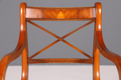 Wunderschöner Englischer Stuhl UK Armlehnstuhl Antik Stil Regency Sekretär Stuhl Eibe Polsterstuhl 1 von 2