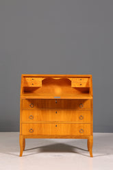 Schlichter Mid Century Sekretär Vintage Schreibmöbel echt Holz Kommode Office Secretary