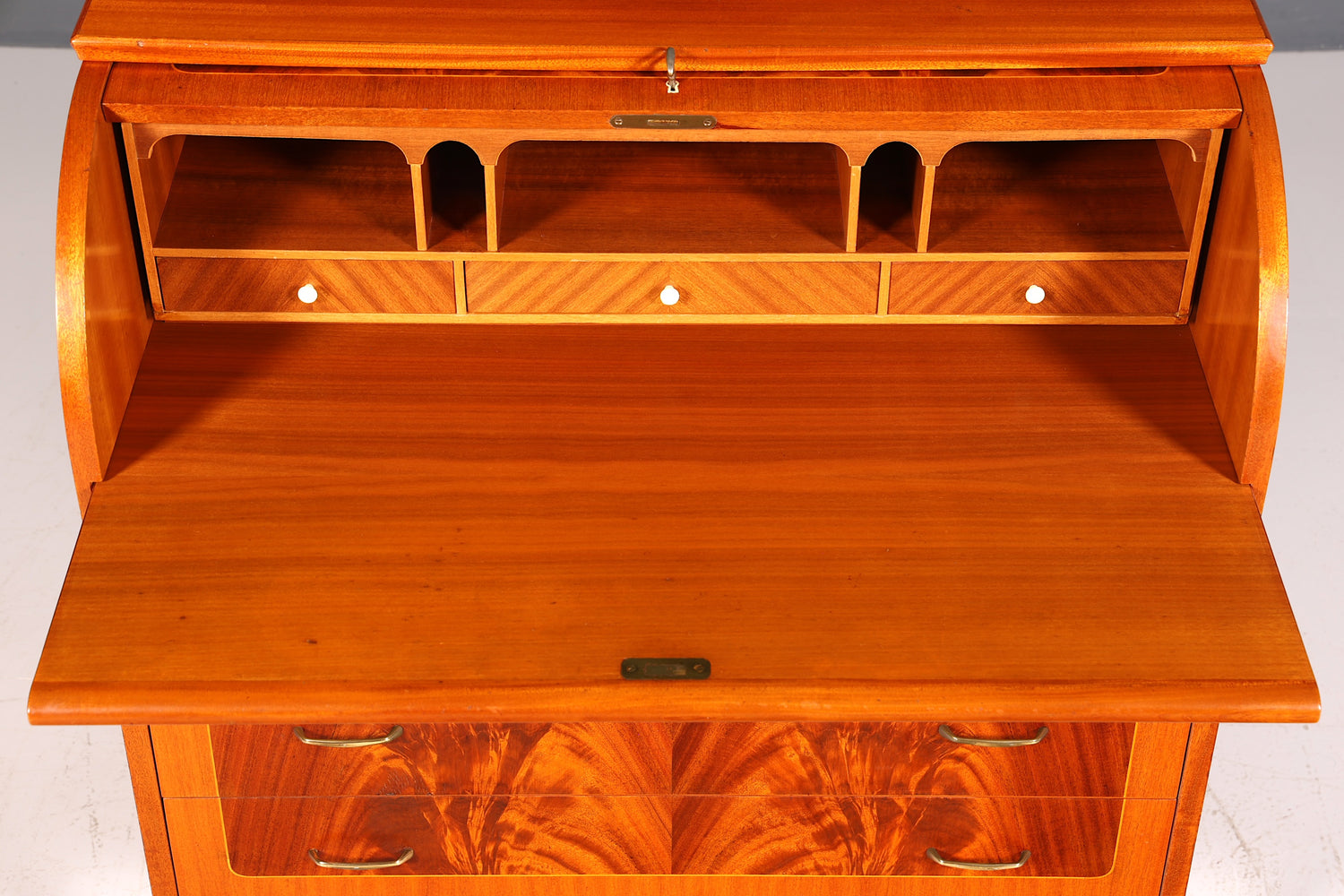 F880 Finish cm Wunderschöner Mid Century Rollladen Sekretär Danish Design Teak Holz Schreibkommode 60er Jahre