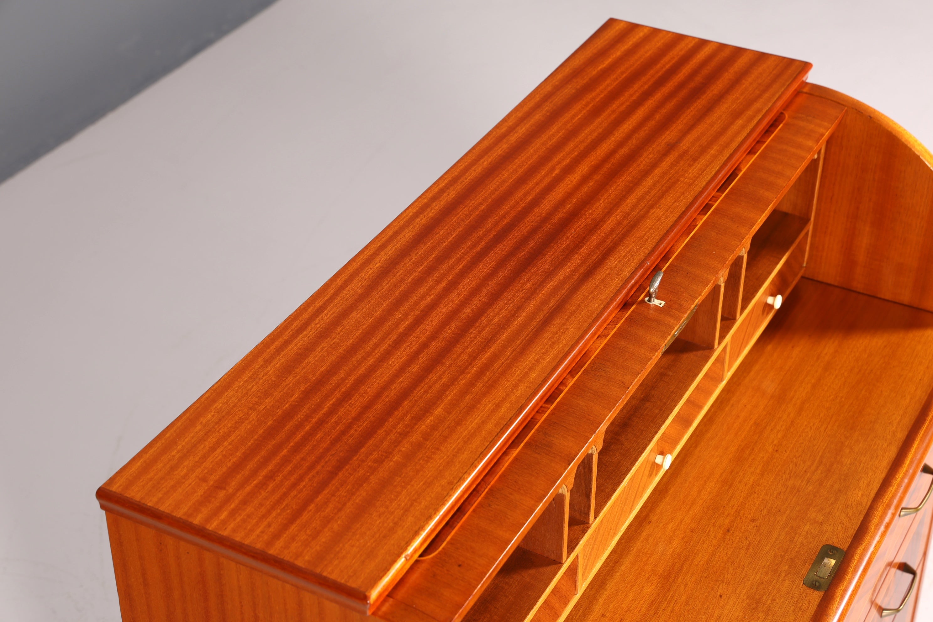 F880 Finish cm Wunderschöner Mid Century Rollladen Sekretär Danish Design Teak Holz Schreibkommode 60er Jahre