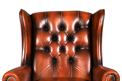 Original Chesterfield Ohrenbacken Sessel Englisch Leder Herrensessel UK Armlehnsessel