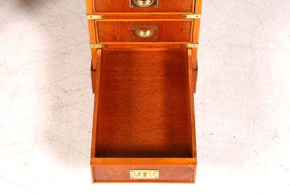Edler Maritimer Schreibtisch Englischer Military Chest Bürotisch Office Table mit echt Lederauflage