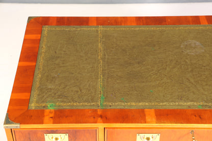 Edler Maritimer Schreibtisch Englischer Military Chest Bürotisch Office Table mit echt Lederauflage