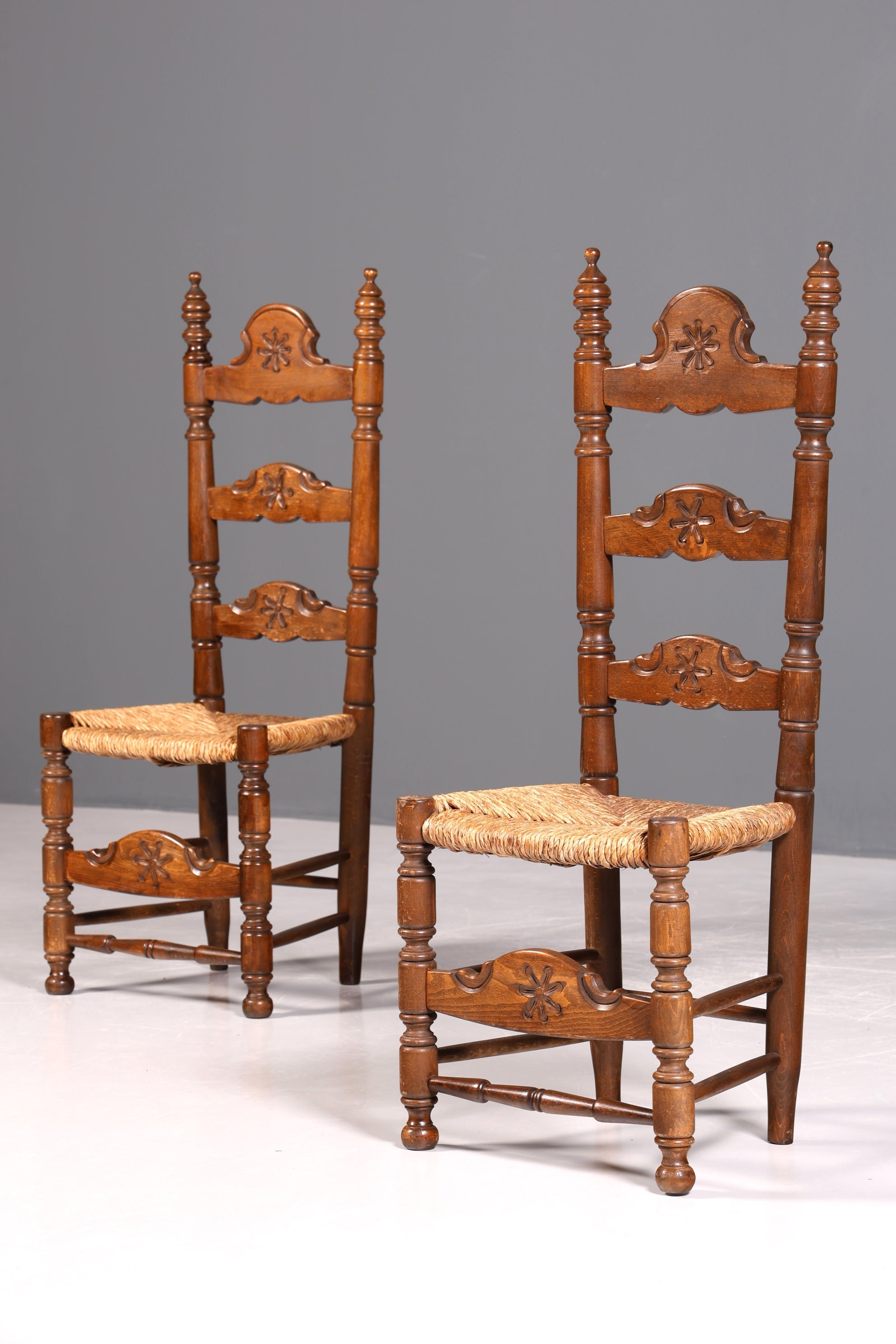 2x Wunderschöne Spanische Stühle Stuhl Set Rattan Rustikale Stühle Küchenstühle